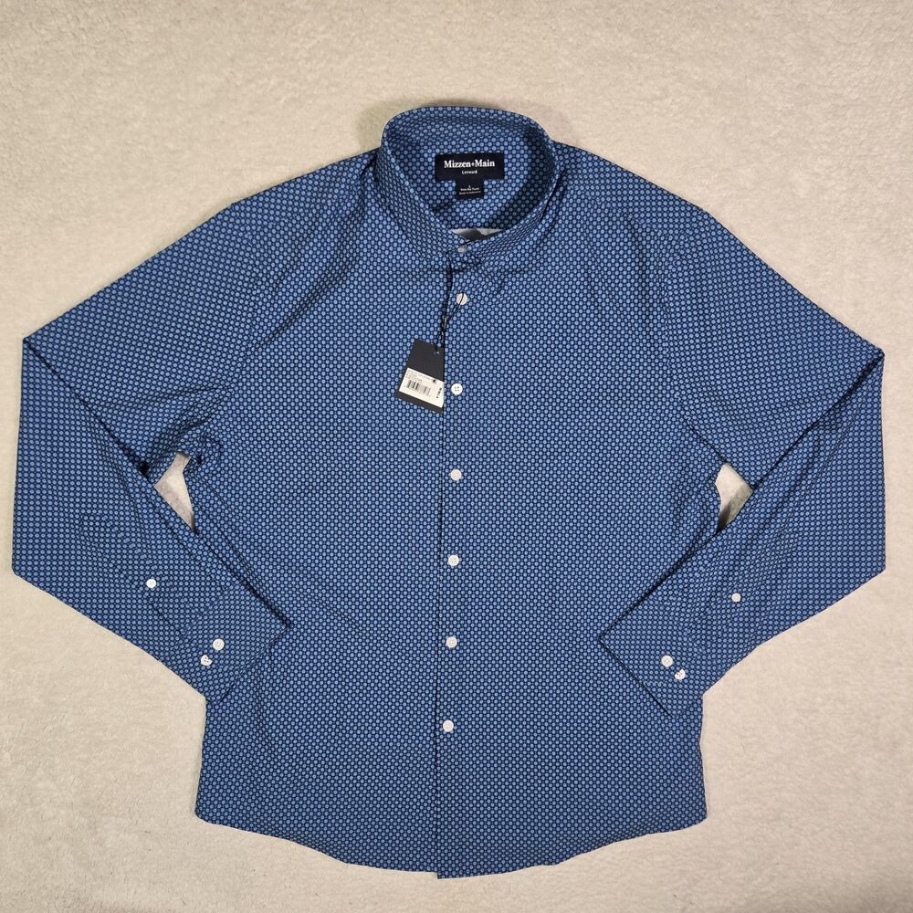 Mizzen Main Performance Leeward Mens Large Trim Blue Floral Button Shirt $158